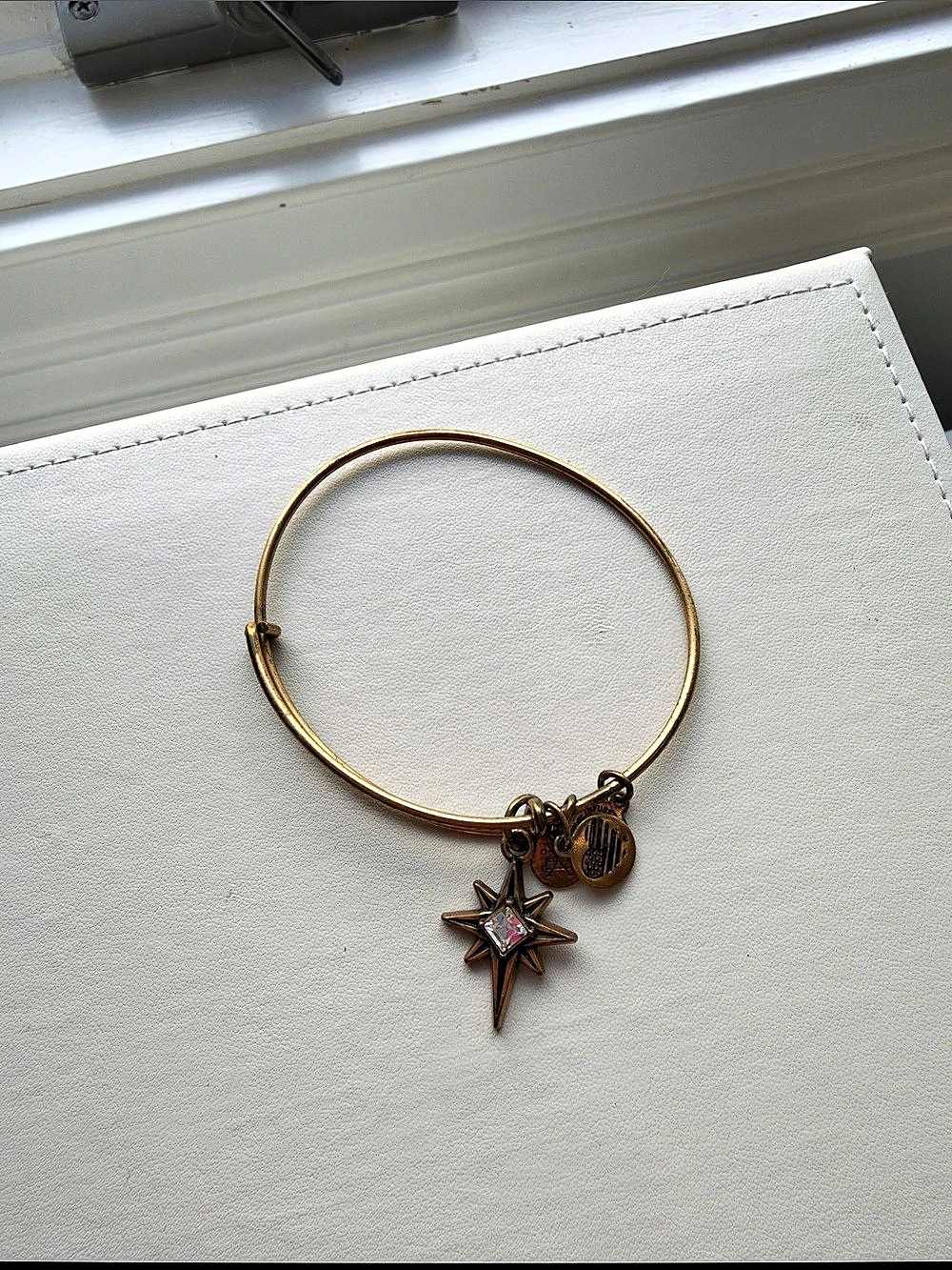 Alex and Ani North Star Crystal Charm Bangle Gold & Silver